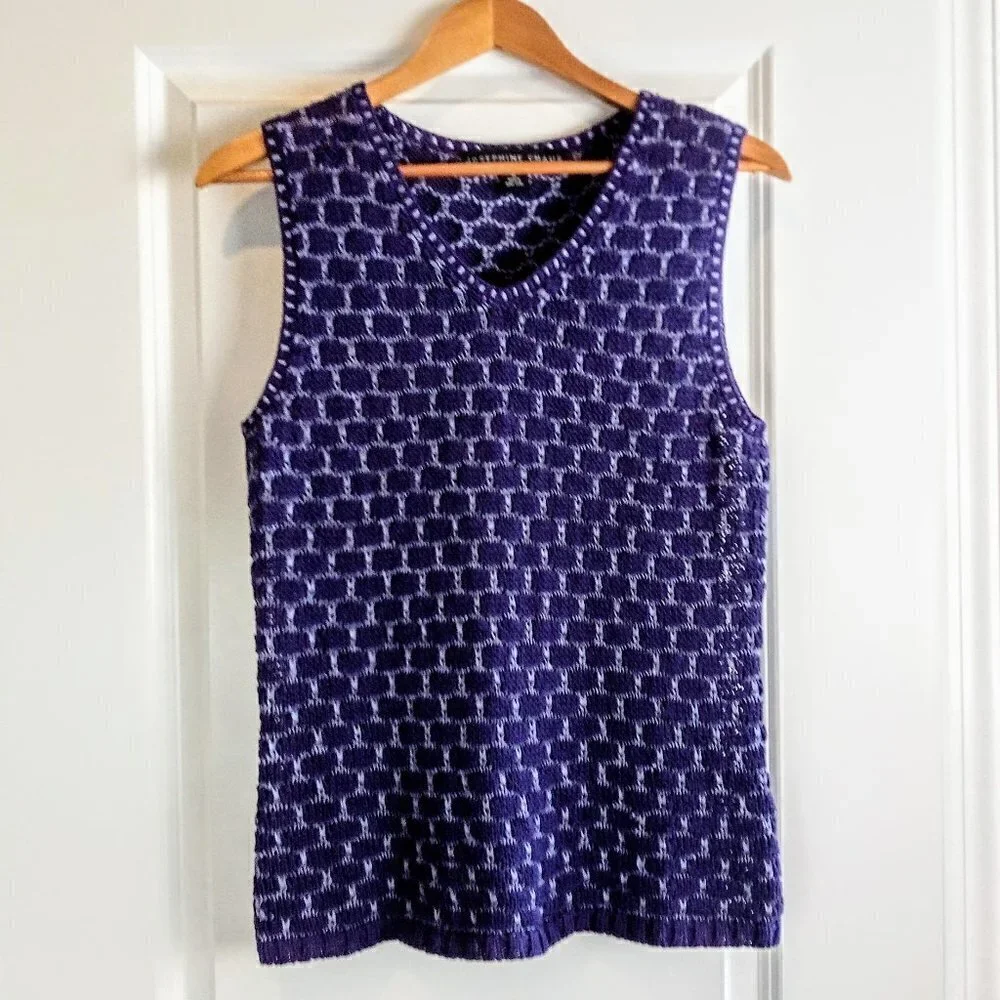 Vintage Josephine Chaus Purple Knit Sleeveless Sweater